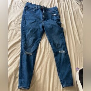 Express Deep Blue Ripped Skinny Jeans